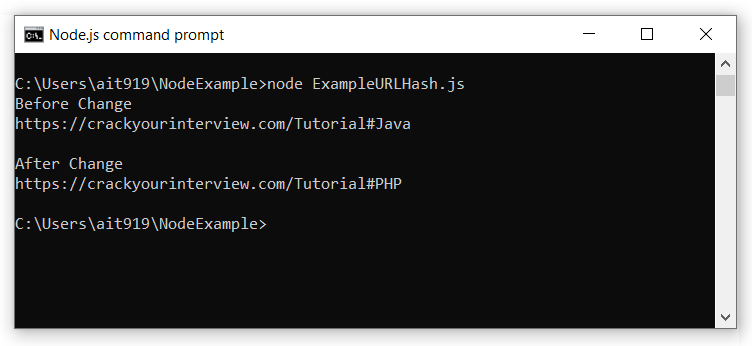 URL.hash output