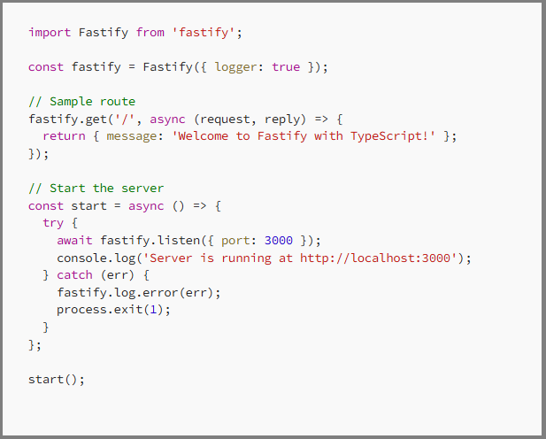 Fastify init code