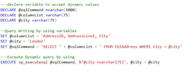 Dynamic SQL Variable
