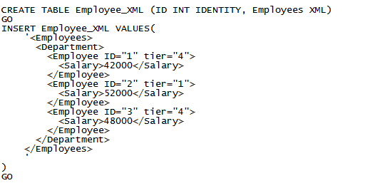 XML Data Types in SQL